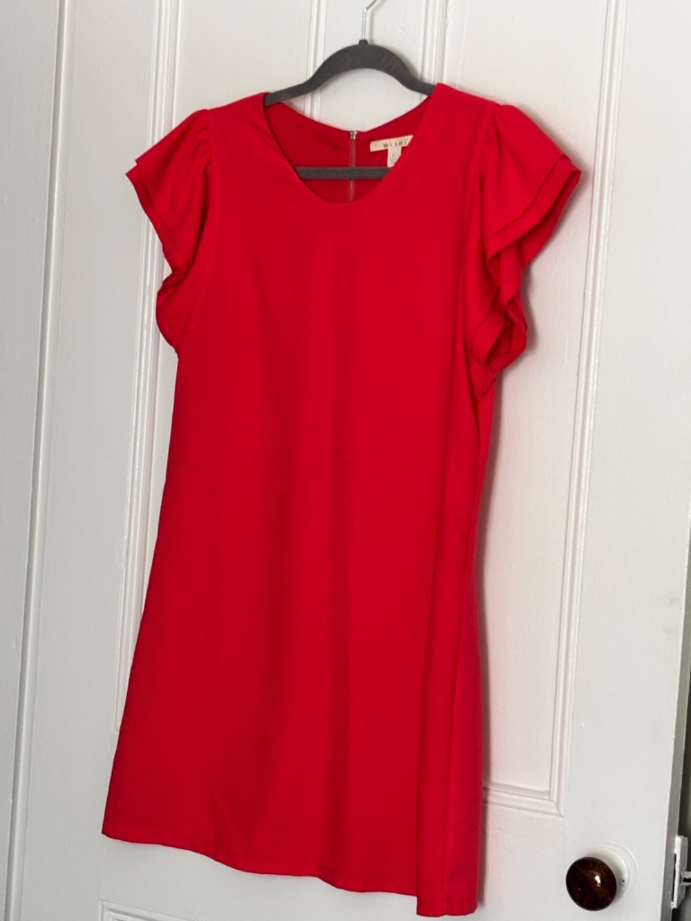 Pink flutter sleeve shift dress Miami